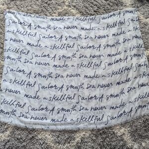 Charming Charlie White & Blue Script Quote Scarf